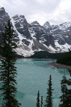 moraine lake in the spring time