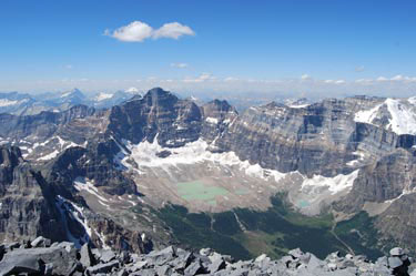 view of paradise valley from mount temple summit